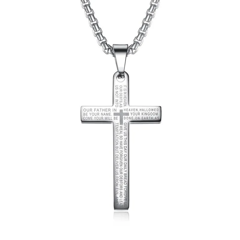 Men's Christian Necklace <br> Lord's Prayer (Steel)