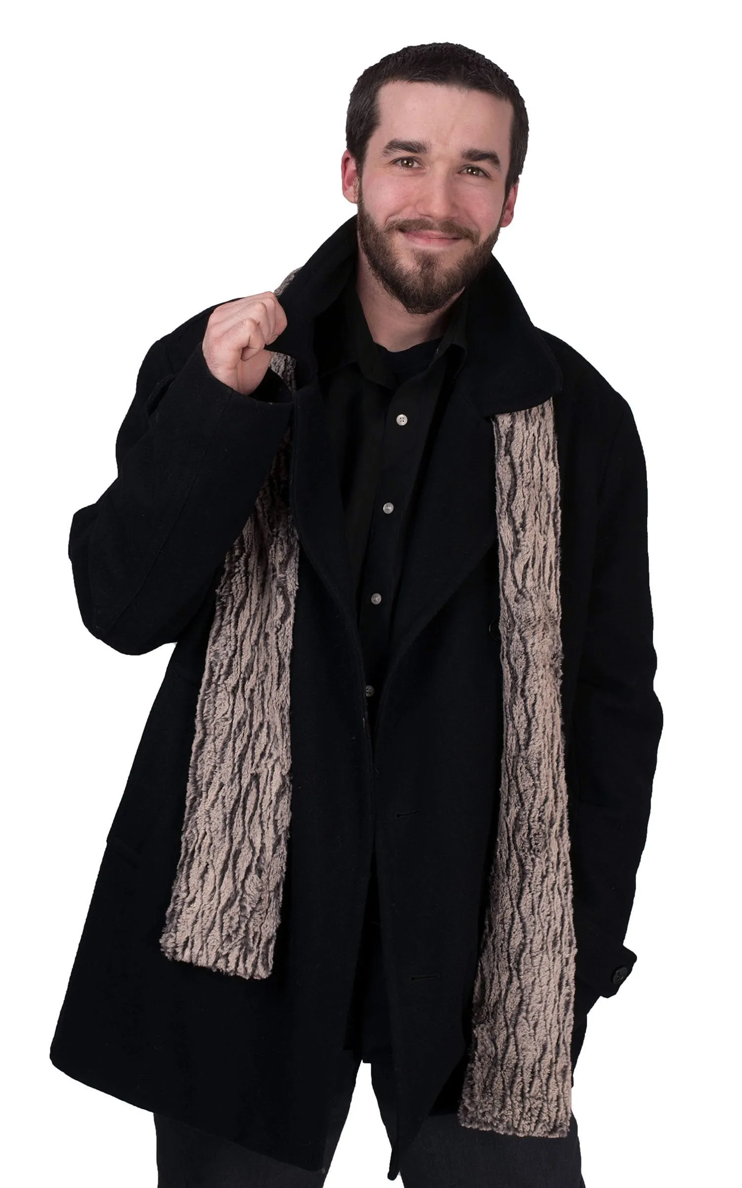 Men's Classic Scarf - Luxury Faux Fur in Giant's Causeway (Only One Skinny Scarf Left!)