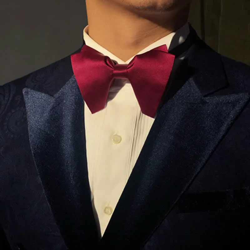 Men's Plain Solid Color Oversized Pointed Bow Tie