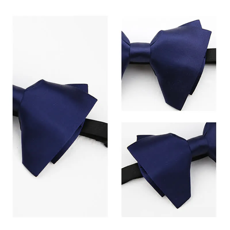 Men's Plain Solid Color Oversized Pointed Bow Tie