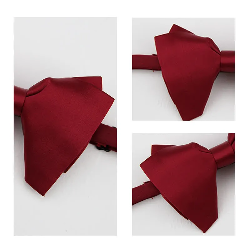 Men's Plain Solid Color Oversized Pointed Bow Tie