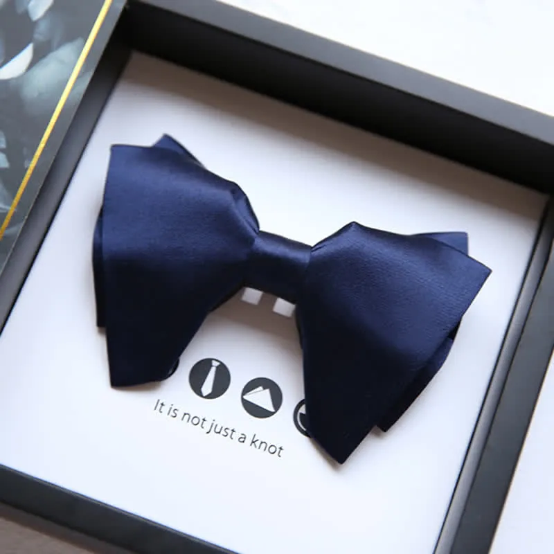 Men's Plain Solid Color Oversized Pointed Bow Tie