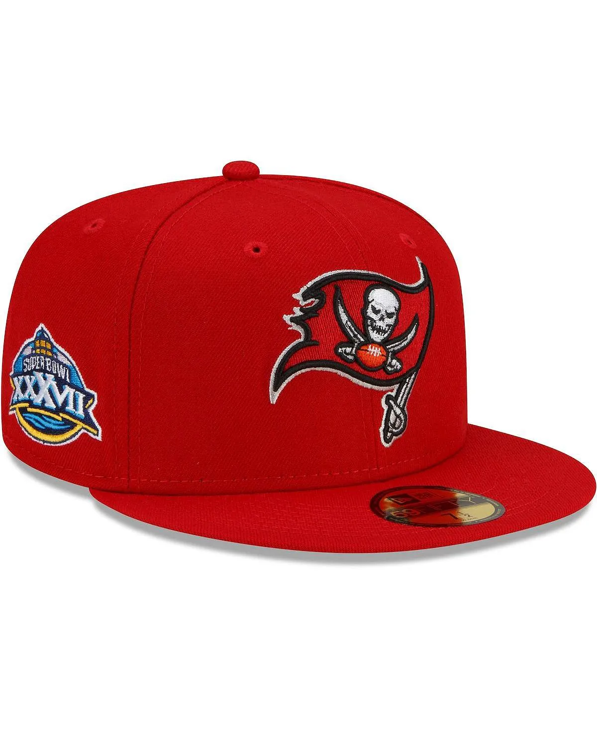 Men's Red Fitted Cap Tampa Bay Buccaneers Patch Up Super Bowl XXXVII 59FIFTY New Era