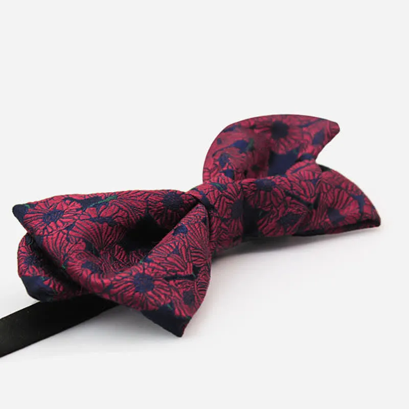 Men's Unique Mustache Shape Floral Bow Tie