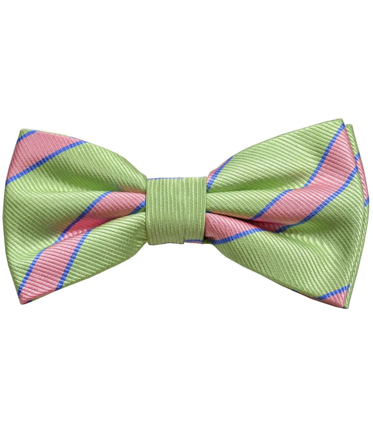 Mint Green and Pink Striped Silk Bow Tie