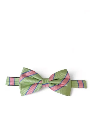 Mint Green and Pink Striped Silk Bow Tie