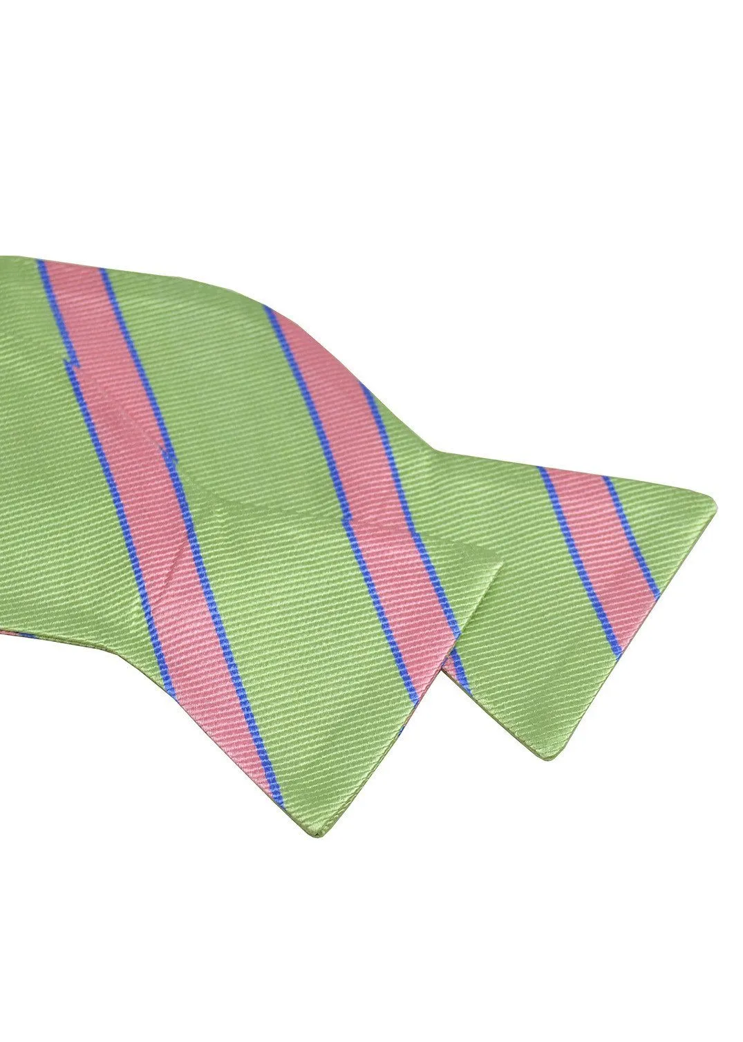 Mint Green and Pink Striped Silk Bow Tie