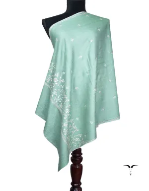 mint green booti embroidery pashmina stole 8800