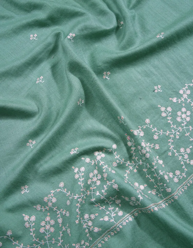 mint green booti embroidery pashmina stole 8800