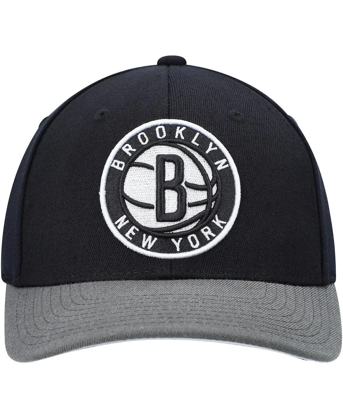 Mitchell & Ness Men's Black and Gray Brooklyn Nets MVP Team Two-Tone 2.0 Elastic Back Cap