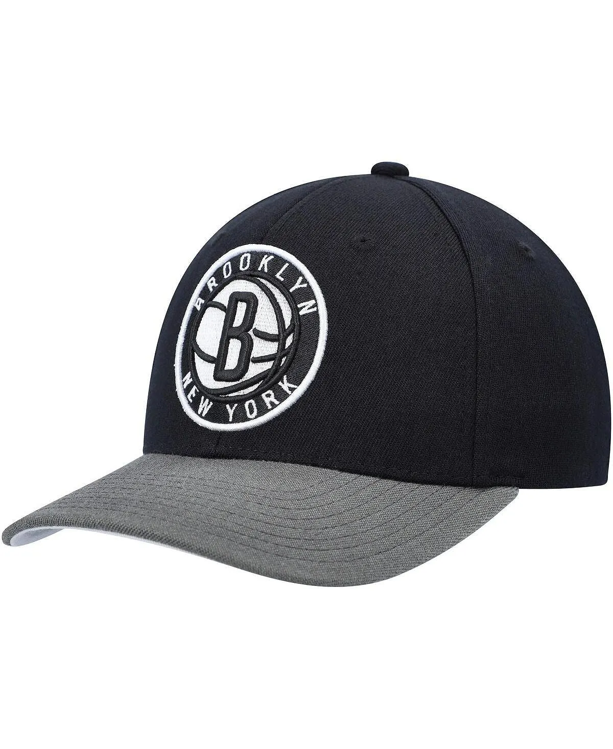 Mitchell & Ness Men's Black and Gray Brooklyn Nets MVP Team Two-Tone 2.0 Elastic Back Cap