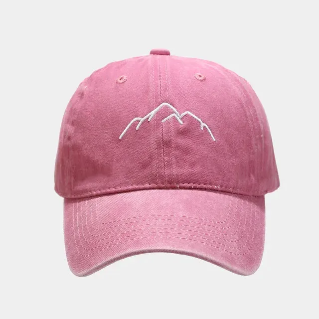 Mountain Range Embroidery Baseball Caps Adjustable Snapback