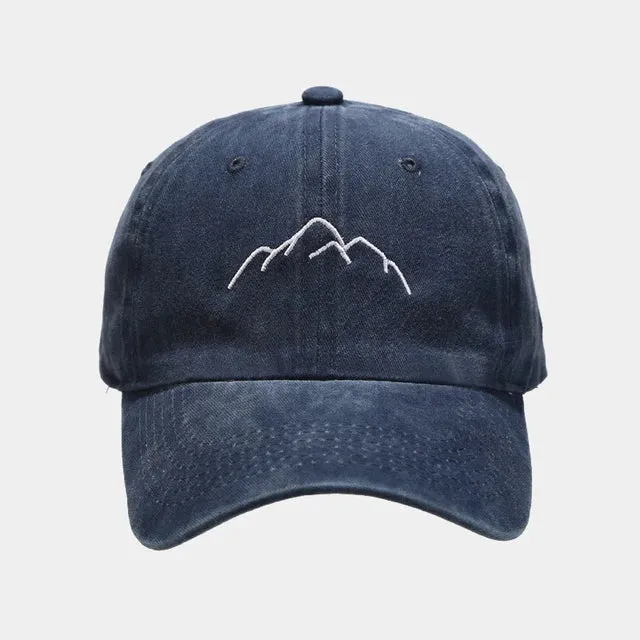 Mountain Range Embroidery Baseball Caps Adjustable Snapback