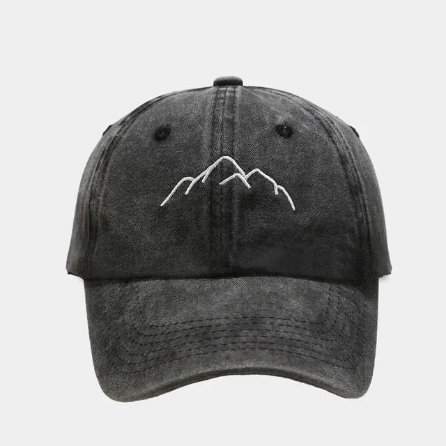 Mountain Range Embroidery Baseball Caps Adjustable Snapback