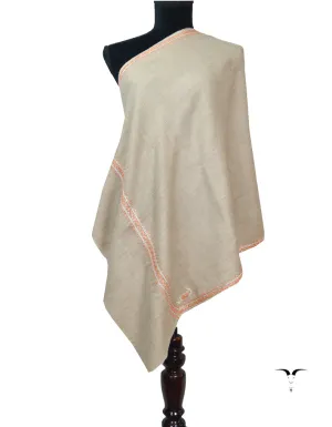 Natural Grey Pashmina Stole With Tilla 5850