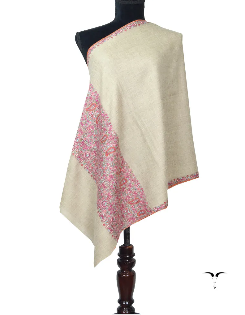 Natural Pashmina Stole In Sozni 5892