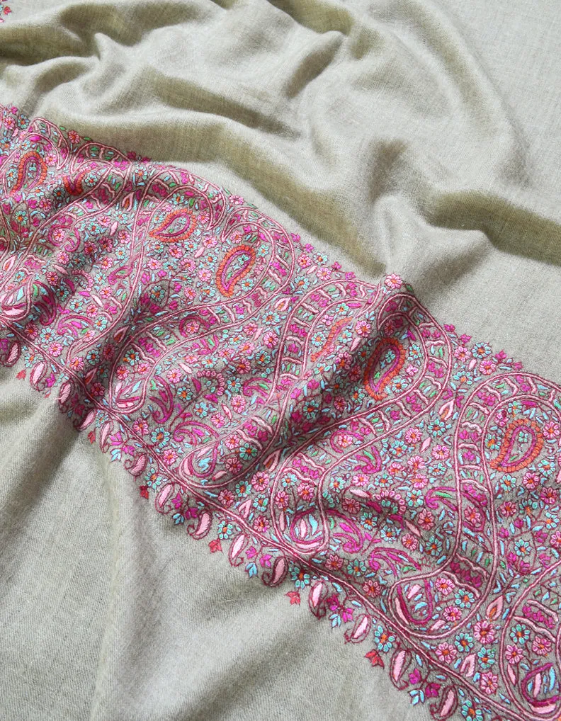 Natural Pashmina Stole In Sozni 5892