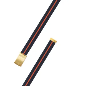 Navy & Orange Belgian Stretch Military Buckle Belt