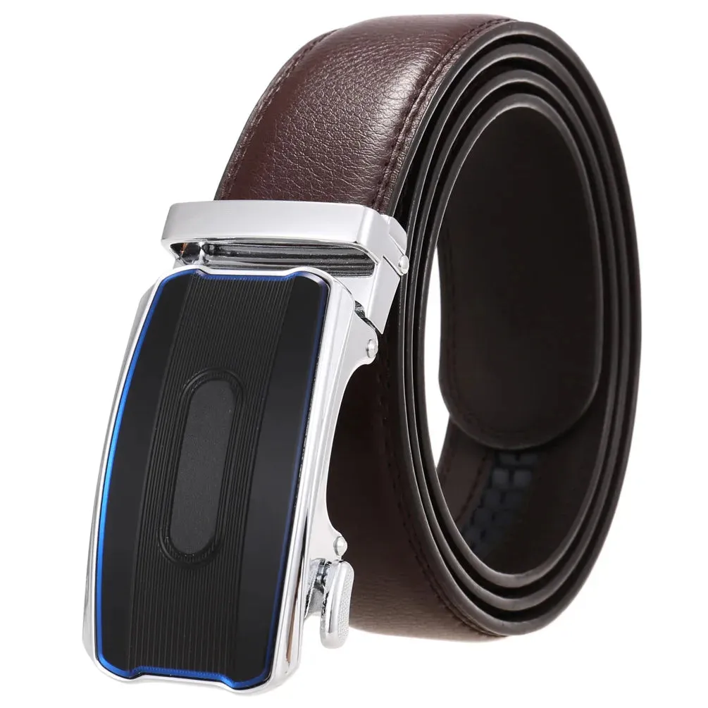 New Famous Men's Belt High Quality Genuine Leather Male Belts Metal Automatic Buckle Luxury Business Casual Waist Band Cowhide