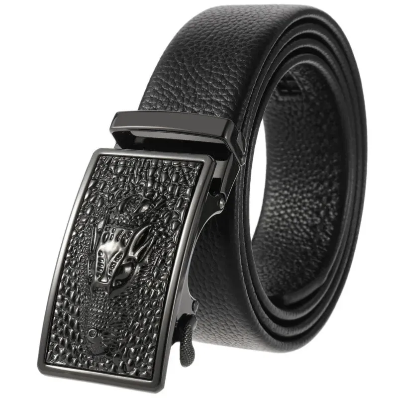 New Genuine Leather Luxury Male Belts for Men Fashion Vintage Alloy Automatic Buckle Men's Belt High Quality Waistband 3.5cm