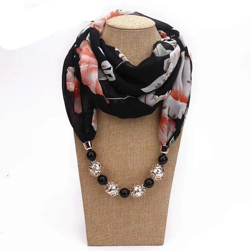 New Pendant Scarf Necklace, Bohemia Necklaces For Women Scarves, Chiffon Pendant Jewelry Wrap Choker