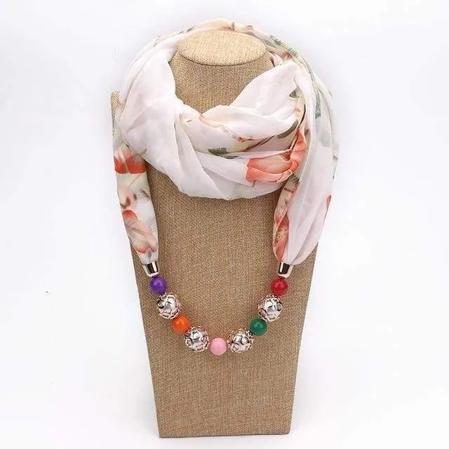 New Pendant Scarf Necklace, Bohemia Necklaces For Women Scarves, Chiffon Pendant Jewelry Wrap Choker