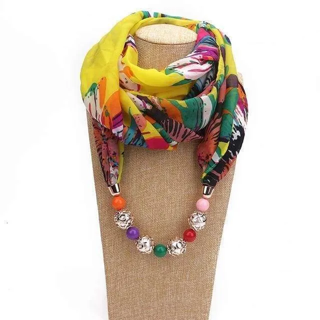 New Pendant Scarf Necklace, Bohemia Necklaces For Women Scarves, Chiffon Pendant Jewelry Wrap Choker