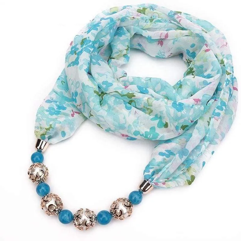 New Pendant Scarf Necklace, Bohemia Necklaces For Women Scarves, Chiffon Pendant Jewelry Wrap Choker