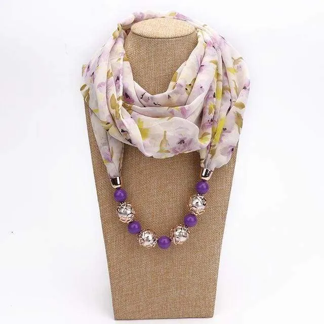 New Pendant Scarf Necklace, Bohemia Necklaces For Women Scarves, Chiffon Pendant Jewelry Wrap Choker