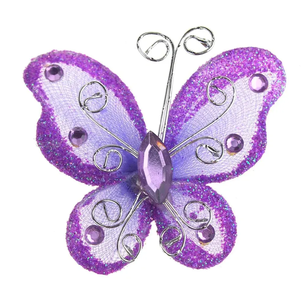 Organza Nylon Glitter Butterflies, 3-inch, 20-Piece