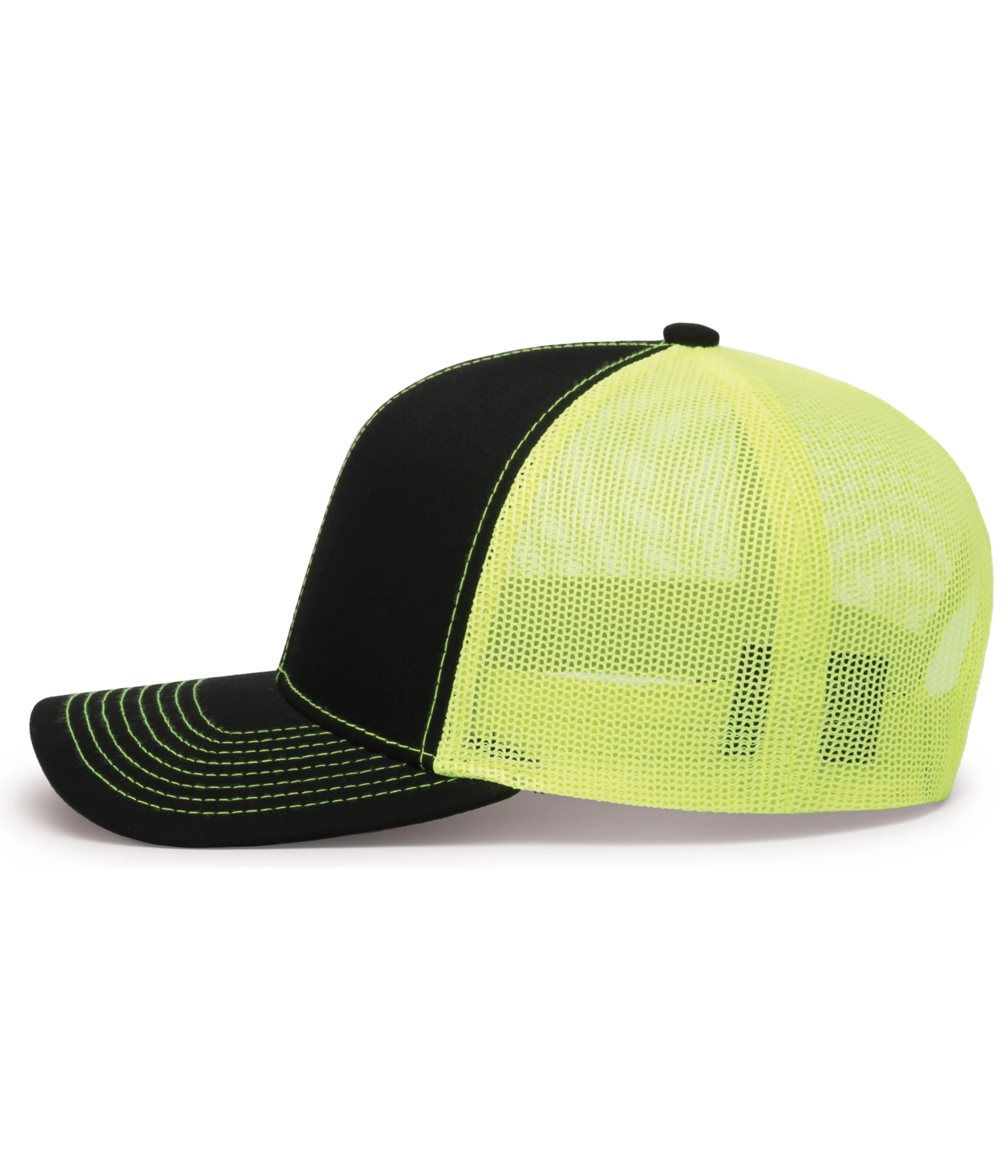 Pacific Headwear Trucker Snapback Cap - Black/Neon Yellow/Black