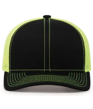 Pacific Headwear Trucker Snapback Cap - Black/Neon Yellow/Black