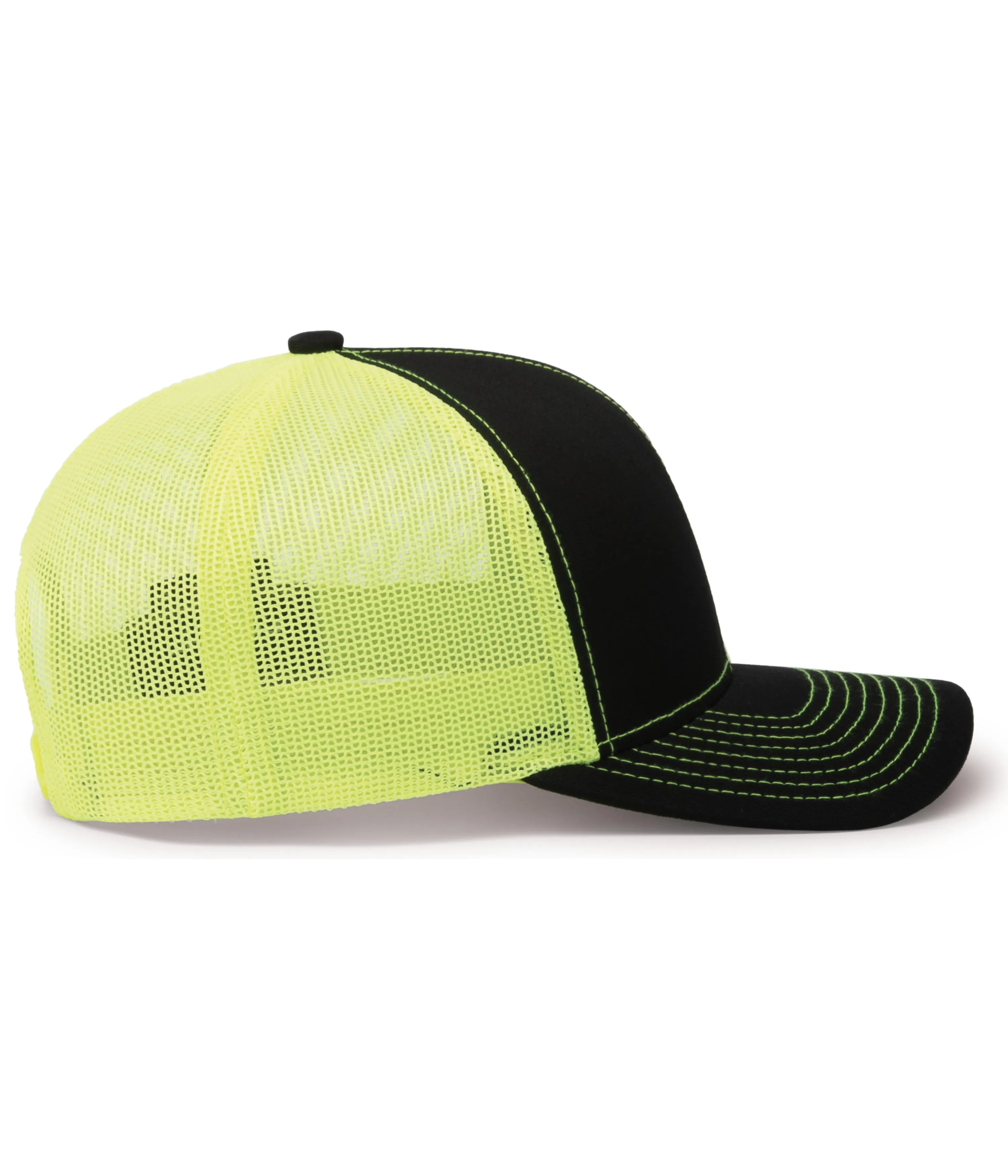 Pacific Headwear Trucker Snapback Cap - Black/Neon Yellow/Black