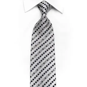 Paco Rabanne Men's Crystal Rhinestone Silk Necktie Geometric & Striped On Silver With Sparkles