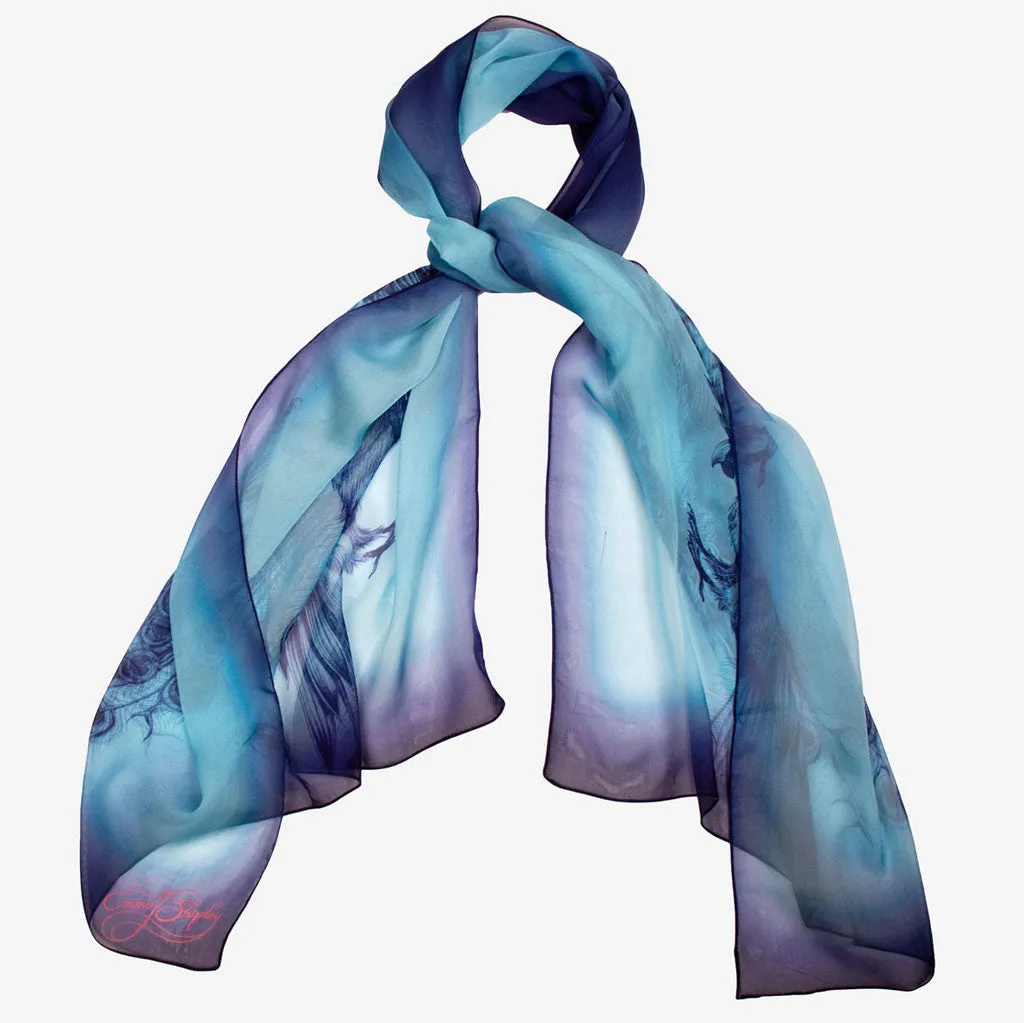 Parrot Silk Chiffon Skinny Scarf