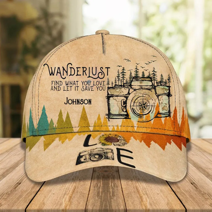 Personalized Wanderlust 3D Baseball Cap, Wanderlust Hat for Him