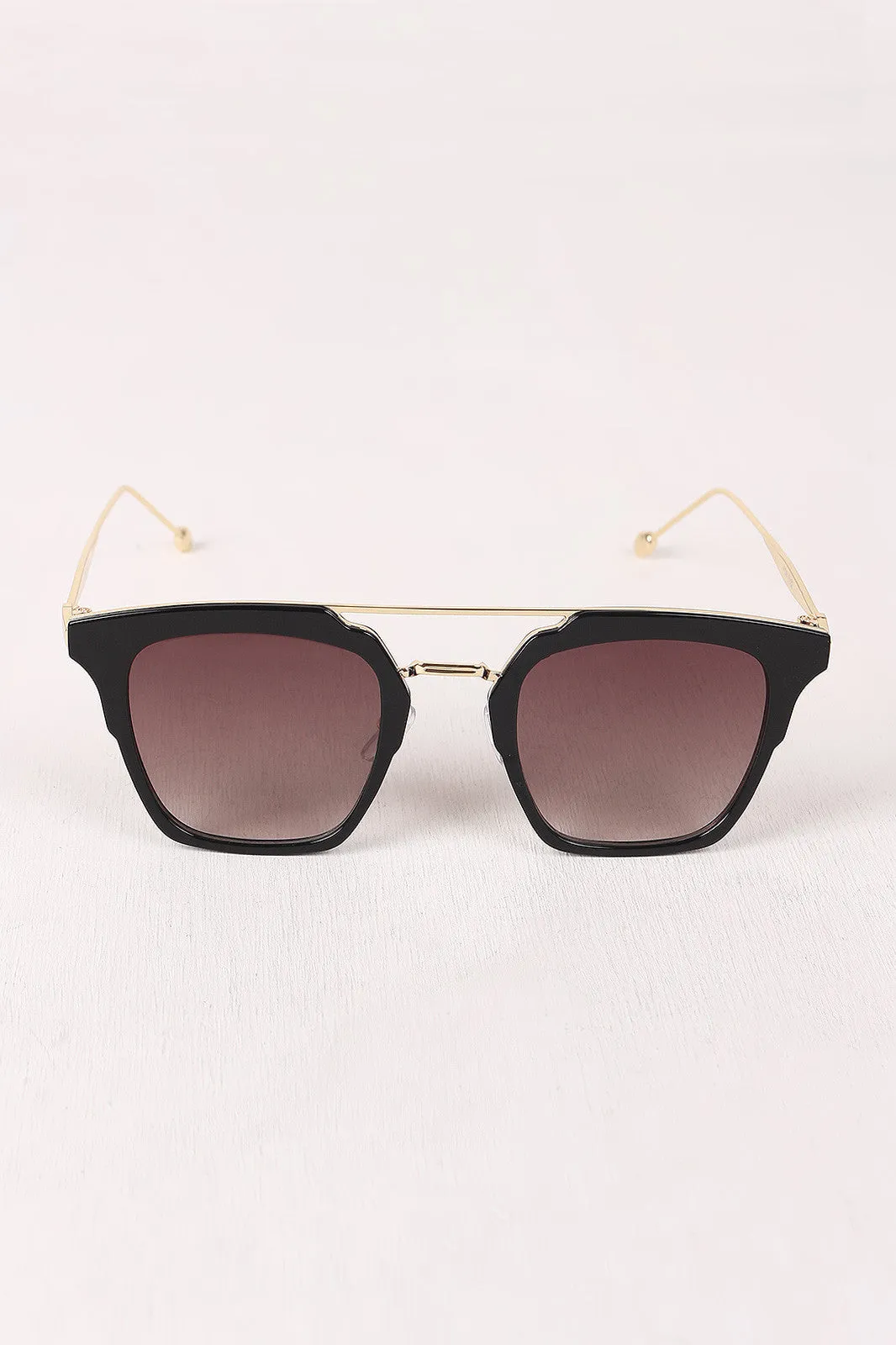 Plastic Frame Double Bridge Cat Eye Sunglasses