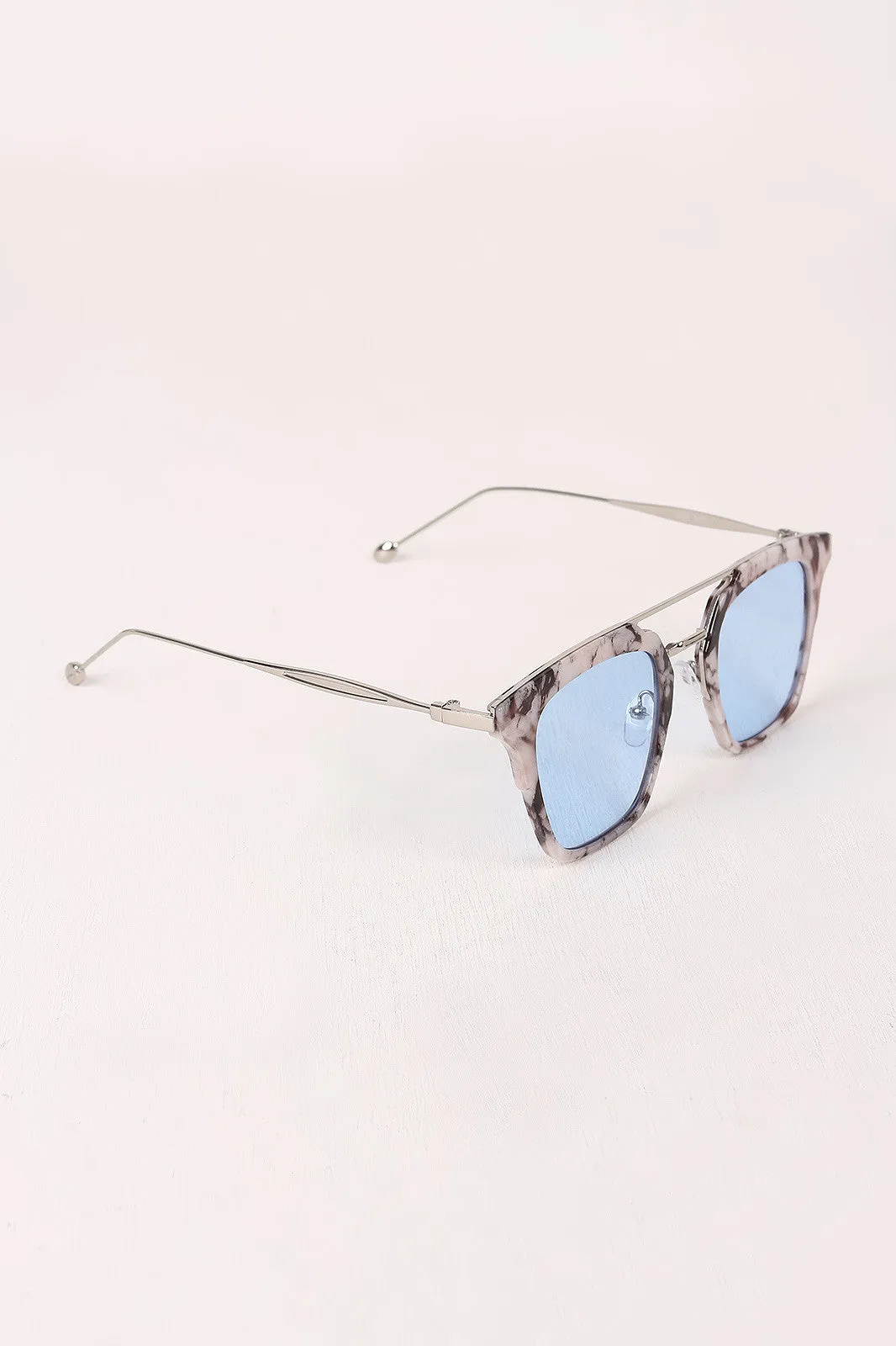 Plastic Frame Double Bridge Cat Eye Sunglasses