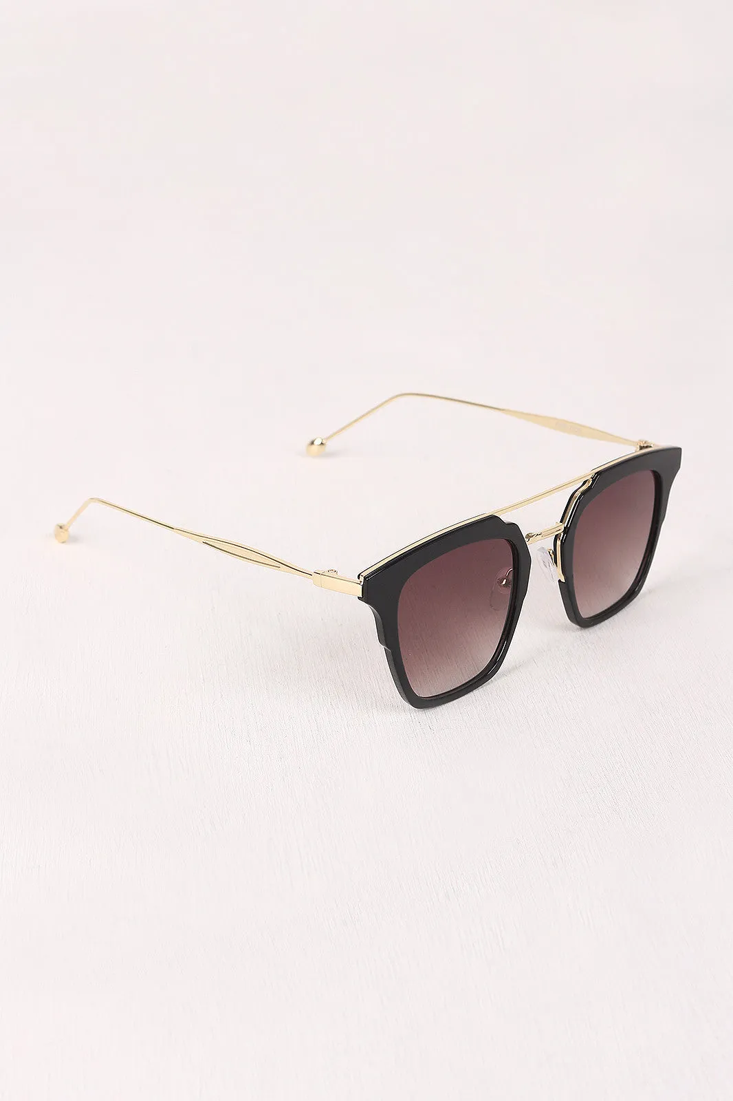 Plastic Frame Double Bridge Cat Eye Sunglasses