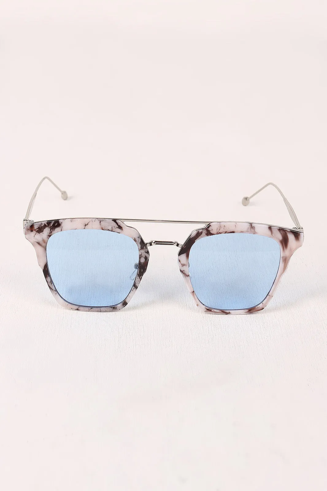 Plastic Frame Double Bridge Cat Eye Sunglasses