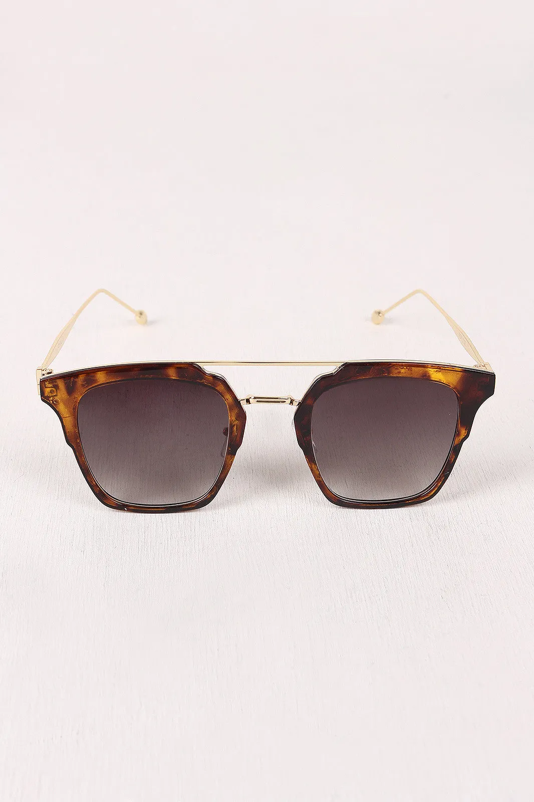 Plastic Frame Double Bridge Cat Eye Sunglasses