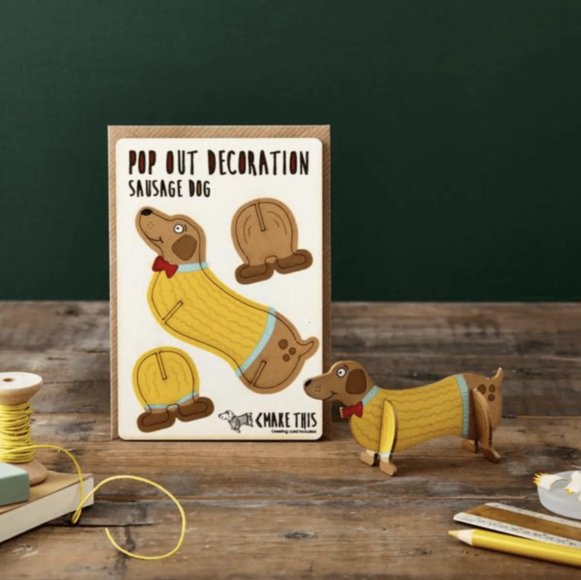 Pop Out Sausage Dog Decoration & Card