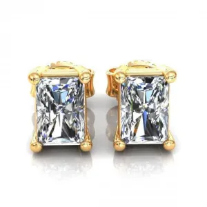 Premium 1.00CT Radiant Cut Diamond Stud Earrings in 14KT Yellow Gold