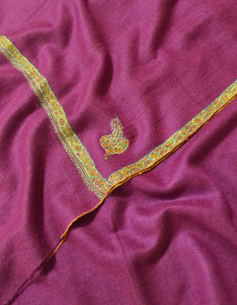 Purple Pashmina Stole With Sozni Work 5862