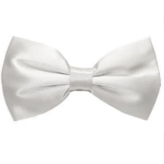 Ray of White Silk Wedding Bow Tie