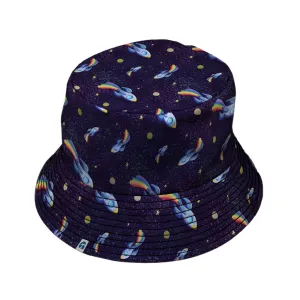 Rocket Ships Starry Night Bucket Hat