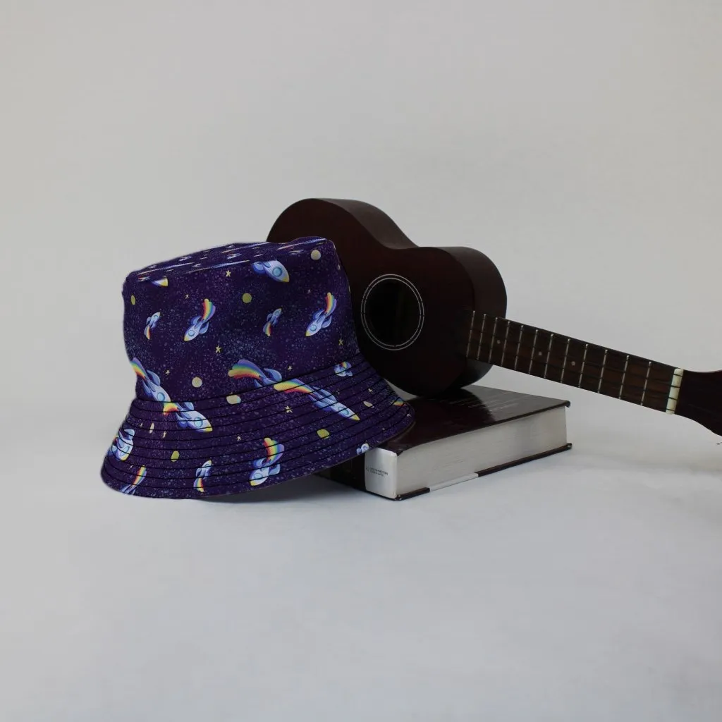 Rocket Ships Starry Night Bucket Hat