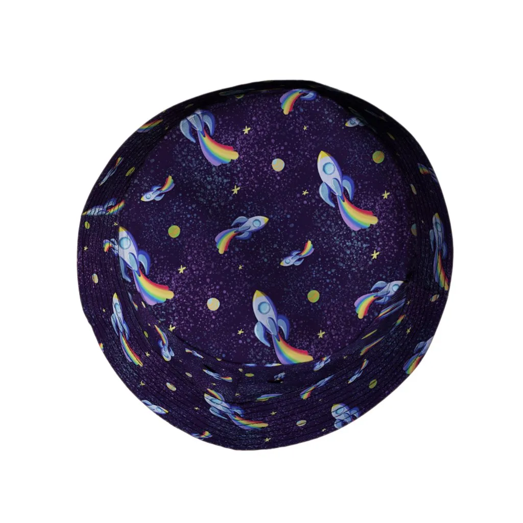 Rocket Ships Starry Night Bucket Hat