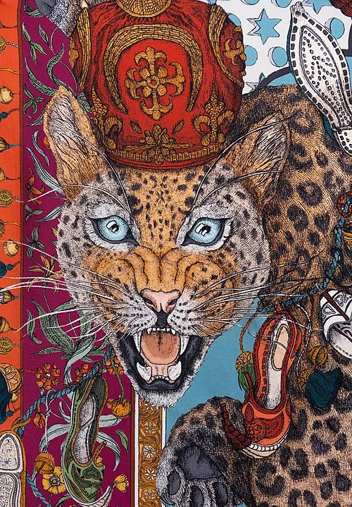 Sabina Savage "Leopard's Bazaar" Wool Scarf