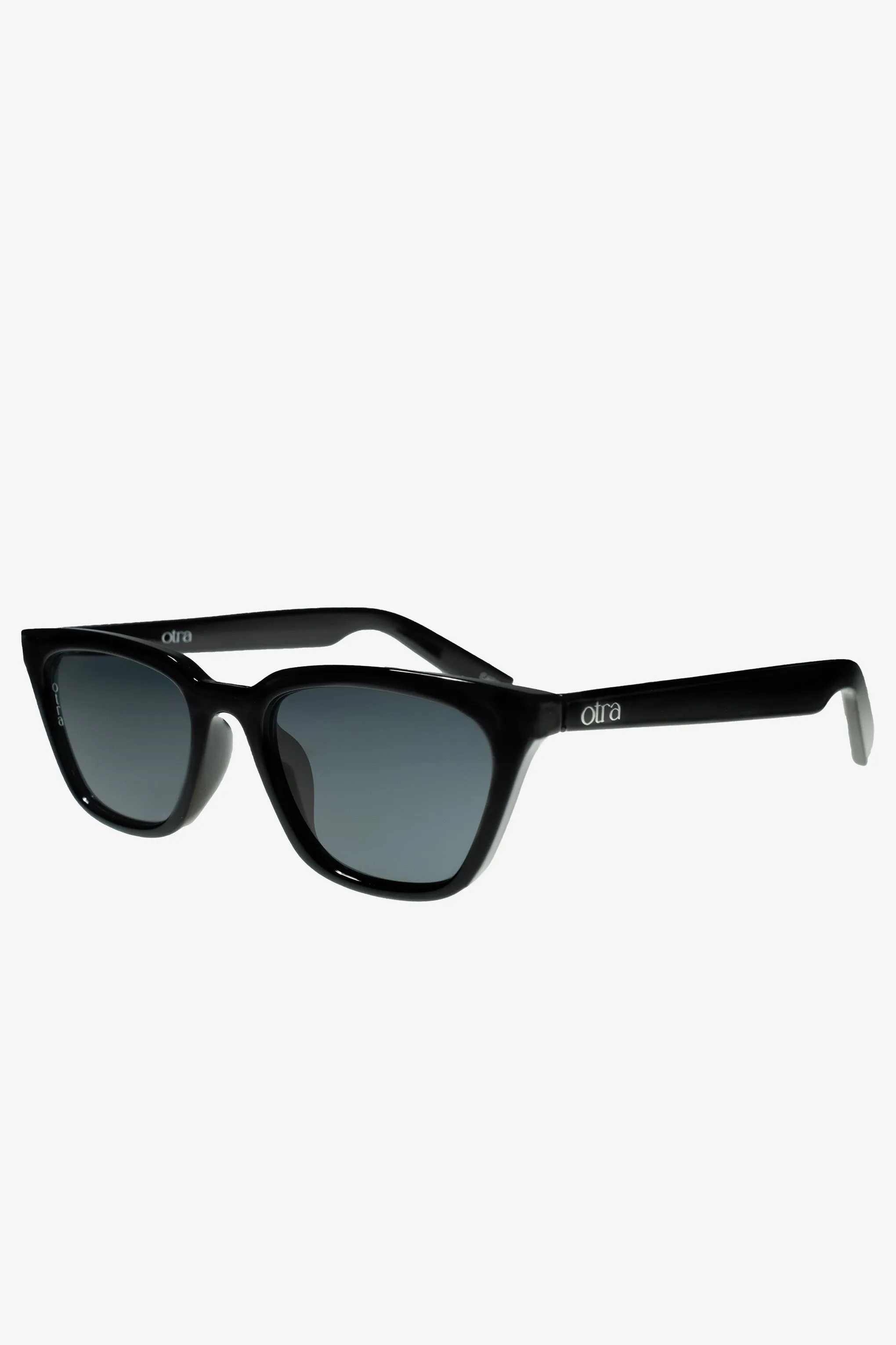 Seva | Otra Black Rounded Slim Cat Eye Sunglasses